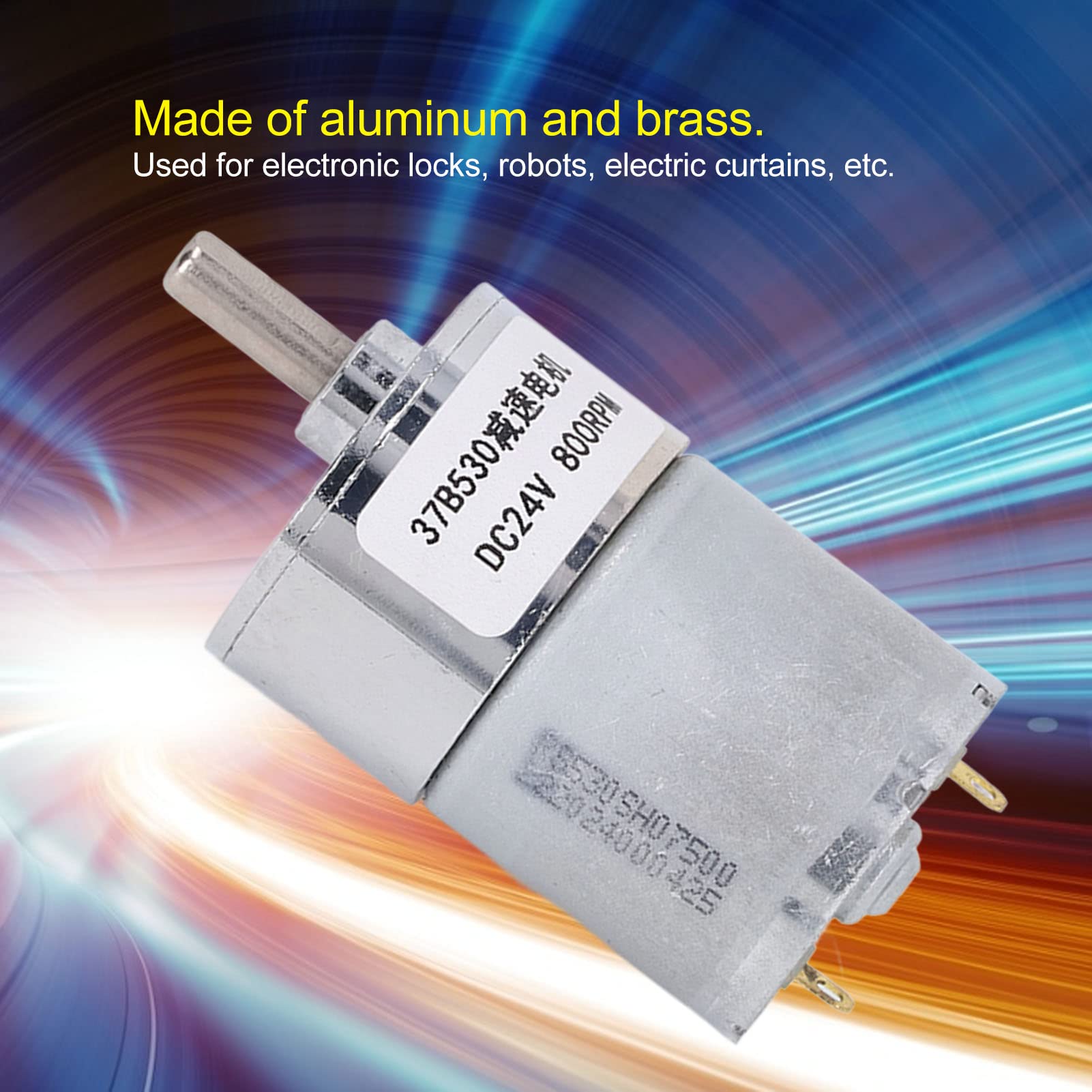 DC 24V 800RPM Gear Motor, Speed Reduction Self Locking Reversible Worm Geared Motor, Mini DC Gear Motor, Metal Speed Adjustable Large Motor for Machine