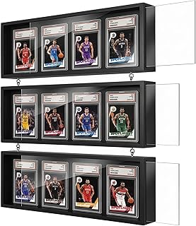 MoKo Card Display Case, 3-Pack Wall Mount for 12 Graded Cards