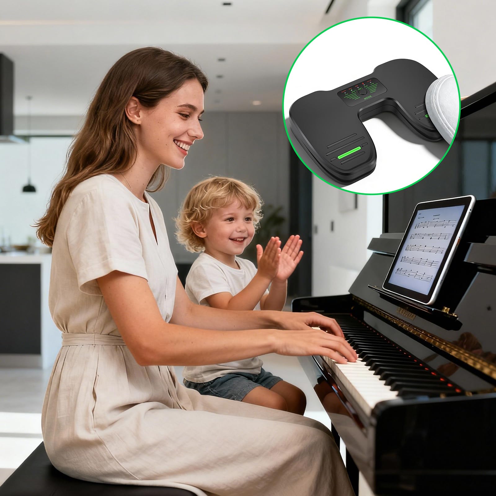 Pedale Bluetooth wireless per cambio pagina, controller musica e lettura, interruttore a pedale ricaricabile compatibile con tablet Android iOS