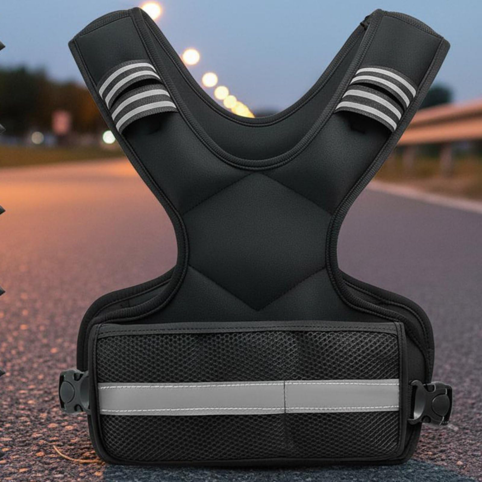 Gilet Zavorrato Riflettente Regolabile Panciotto Pesi Gilet Allenamento Corpetto Neoprene con Sacchetti Regolabili E