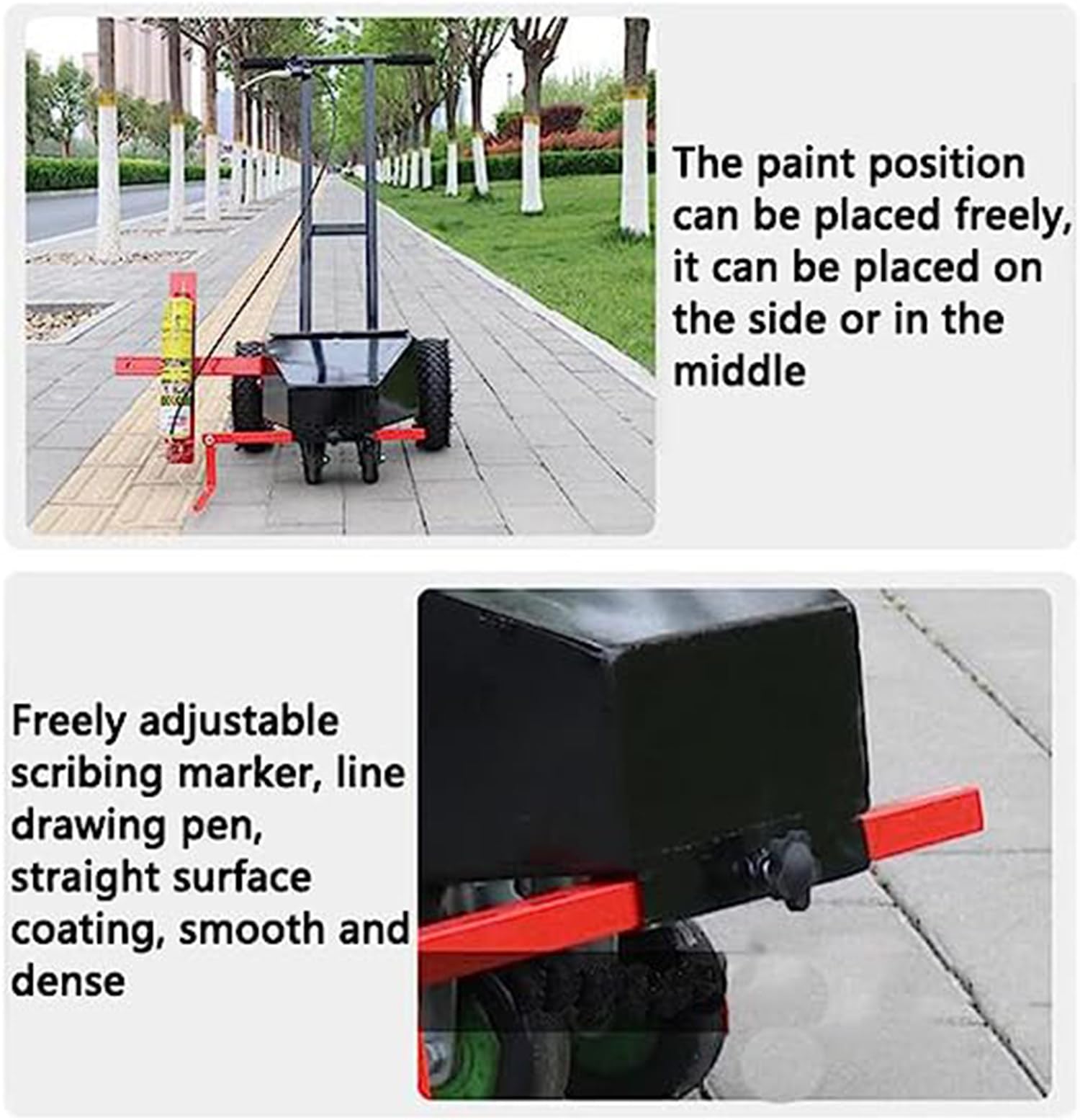 UMJIGF Line Marking Machine Multifunction Athletic Field Marking Machine Court Scribing Device 4 Wheel applicator Paint Line Striping Equipment, Road Factory Workshop Scribing Machine