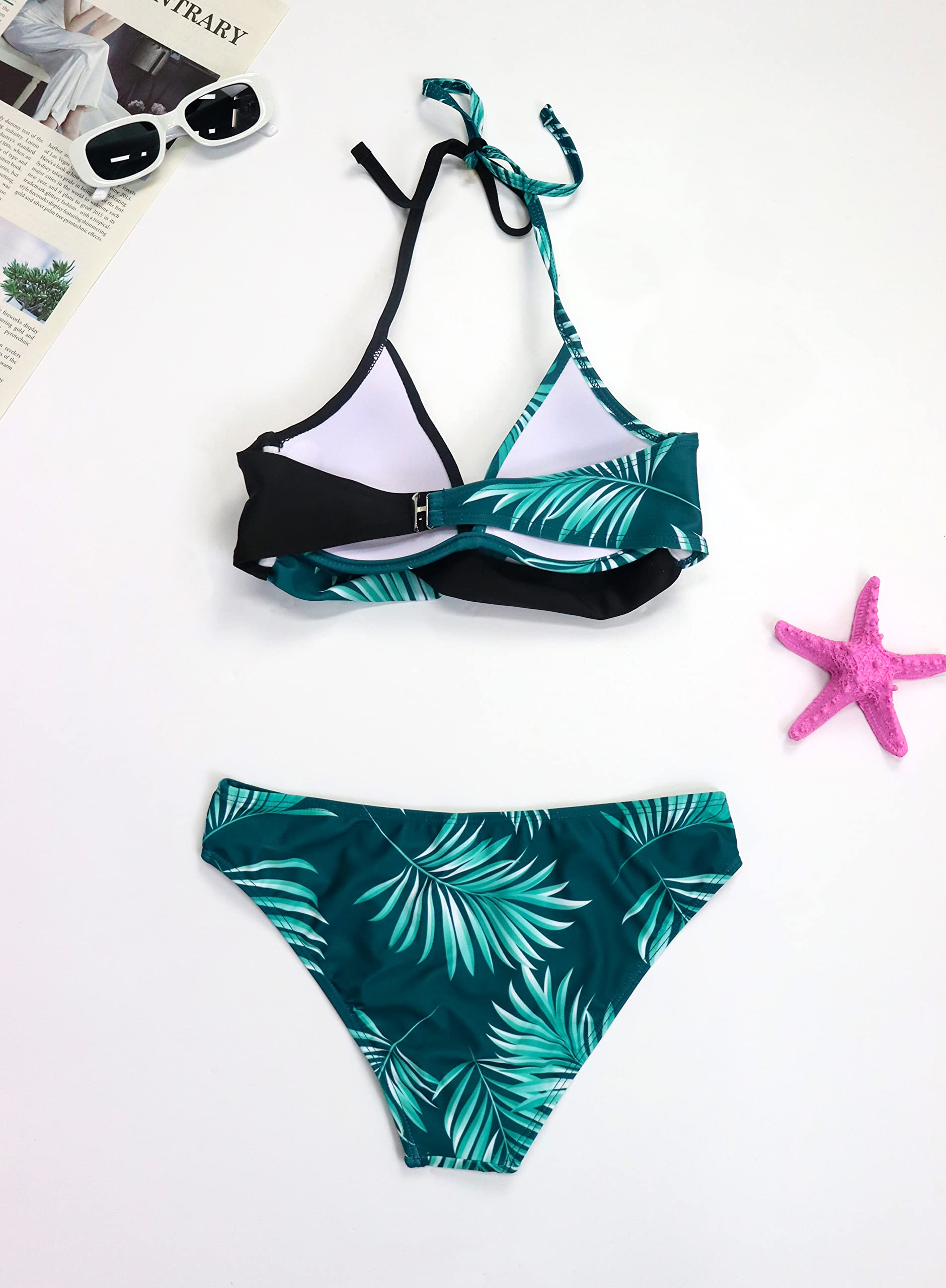JFAN Donna Costume da Bagno Push Up Imbottito Reggiseno Bikini Donna Due Pezzi Swimwear Abiti da Spiaggia