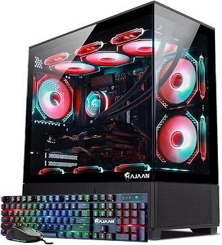 HAJAAN Gaming PC Desktop, AMD Ryzen 7 7700X Processor up to 5.4GHz, GeForce RTX 4060 8GB GDDR6, 64GB DDR5 6000MHz, 2TB NVMe SSD, WiFi Ready & Windows 11 Pro,