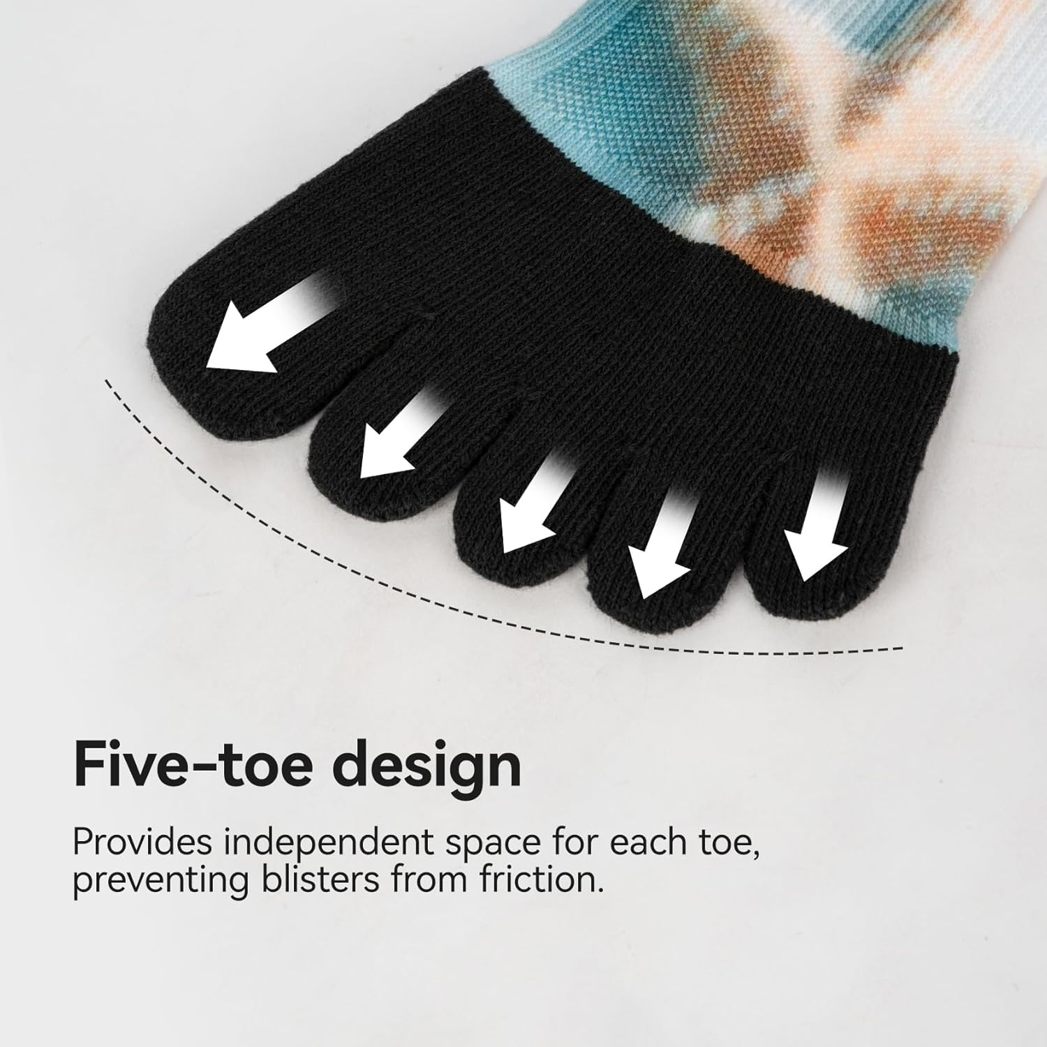VividPrint 5-Toe Socks (3 Pairs) – Stylish Crew Socks for Women & Men, Breathable & Supportive - Image 5