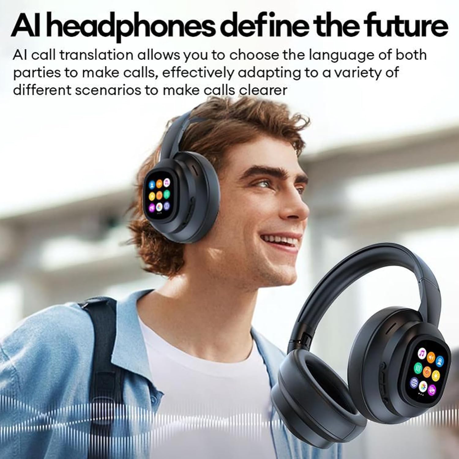 Translation Earbuds – Real Time Touch Screen Headphones, Wireless Waterproof Language Translator Device with Instant Translation for Men, Students Travel Business Meeting Conference Remote Work