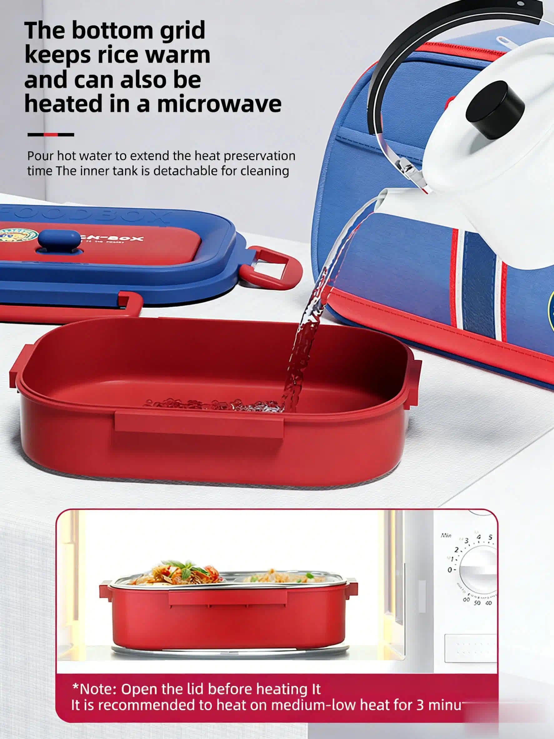 Contenitore per il pranzo per adulti, in acciaio inox, per bambini, con scomparti, Porta Pranzo Campus - Porta Pranzo Bento per Bambini - Scomparto Bento e Forchetta - 1200 ml
