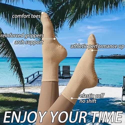 Miniatura 6 de Calcetines de agarre para mujer, calcetines de yoga para pilates, antideslizantes, barre danza, hospital, correr, lindo, de algodón, 34 pares