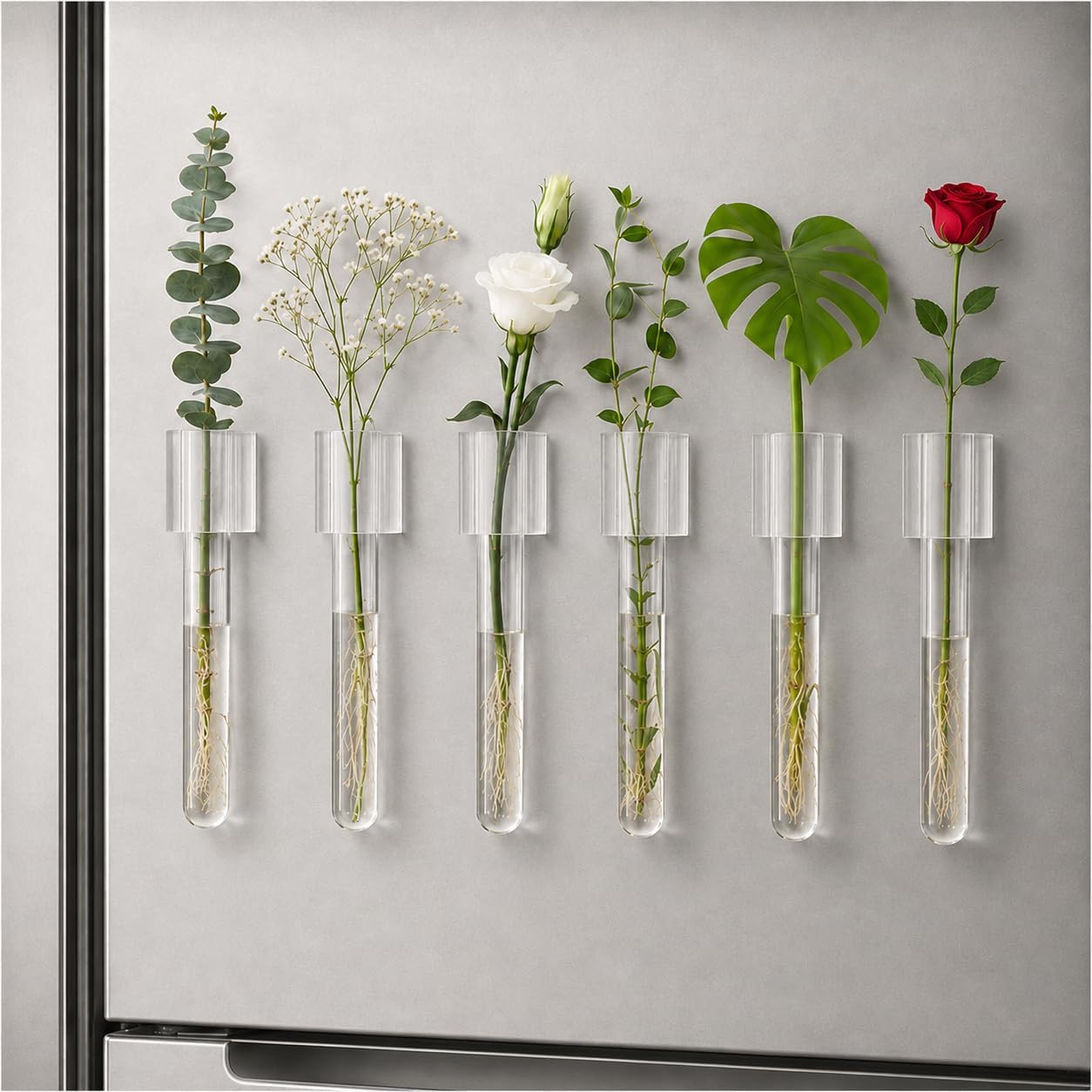 Mini vase Magnets for Fridge, Magnetic Test Tube Vase Set of 6