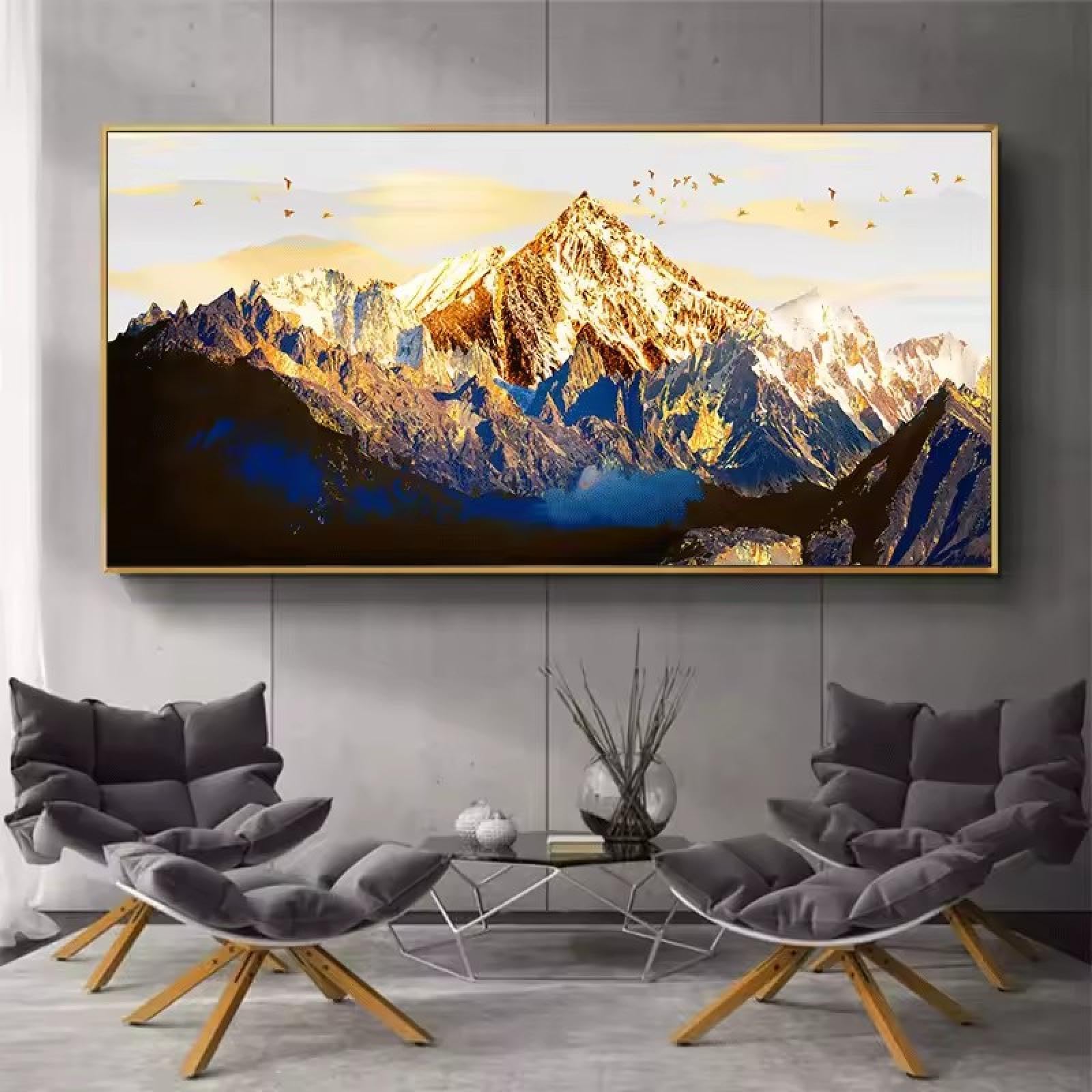 Impression sur toile montagne dorée tableau décoration murale - 6