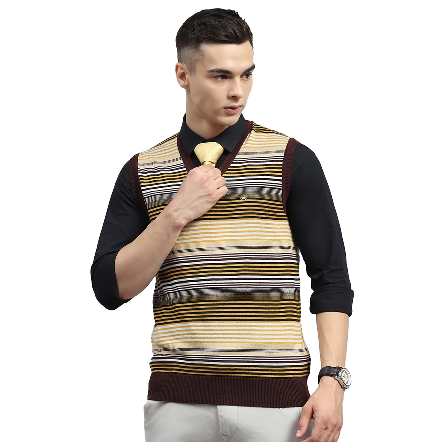 monte carlo Mens Striped V Neck Sleeveless Sweater (1239371SL)-picture-26