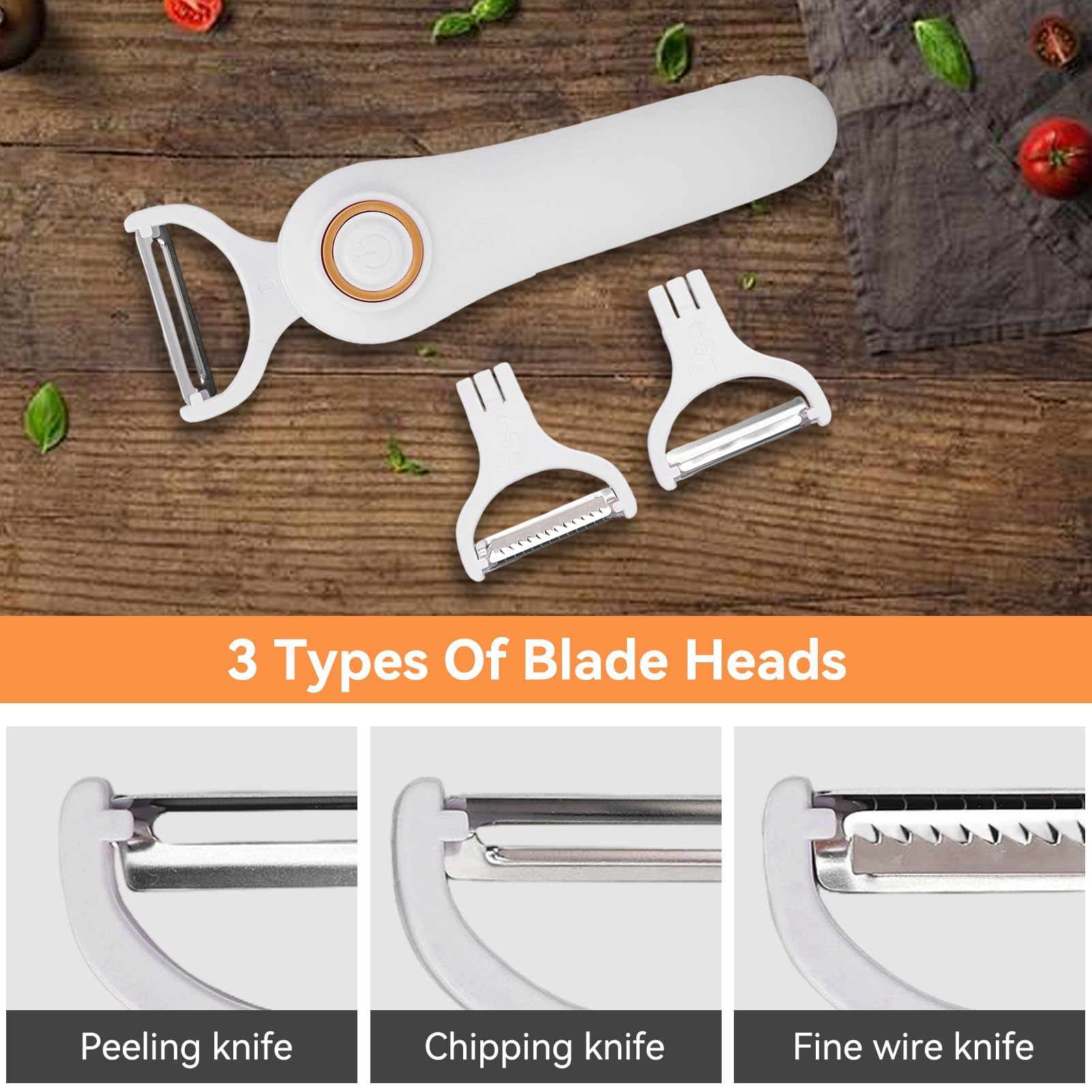 3 in 1 Electric Peeler Electric Peeler Fruits and Vegetables Handheld Julienne Slicer Potato Fruit Cucumber Carrot Slicer Machine for Kitchen Camping Travel - Image 3