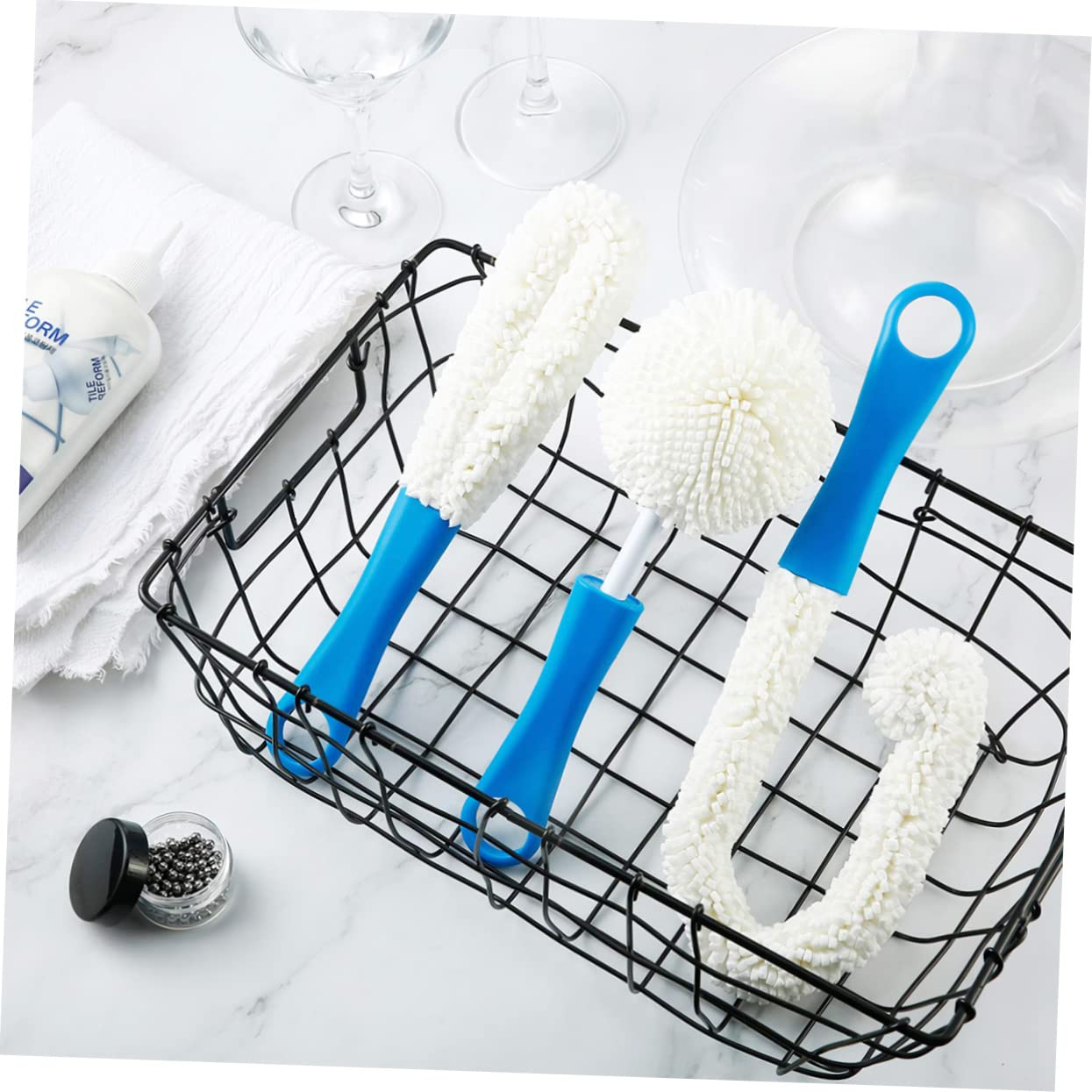 Beavorty 9 STK Dekanterbürste Flexible Flaschenbürste Für Gläser Flaschengriffbürste Bürste Für Den Deckel des Wasserkocherauslaufs Biegbar Reinigungsbürste Reinigungskugel Schwamm