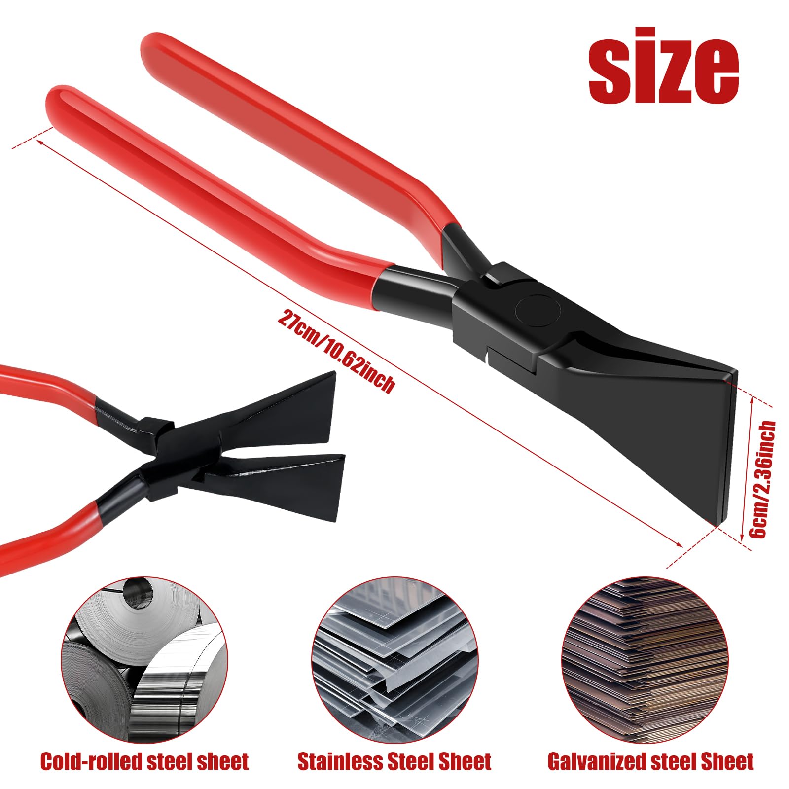 Pinza piegata a 180°, pinza piegata dritta, angolata, larghezza 60 mm, pinza per lamiera larga, per piegatura estremamente precisa
