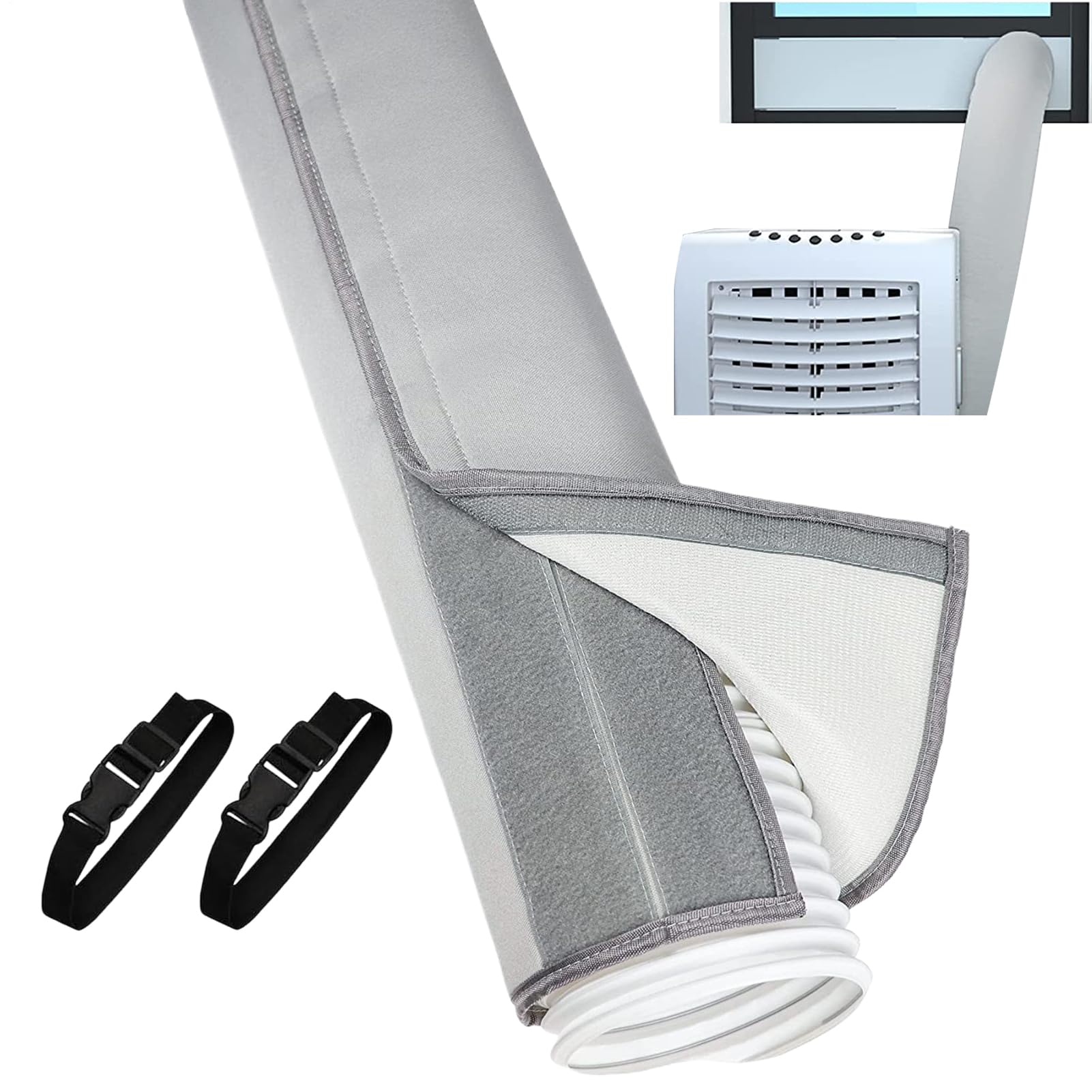 Funda Aislante para Manguera de AC,Aislamiento Para Tubos De AC Con 2 Correas De Hebilla | Accesorios Para Electrodomésticos De Garaje Casa Oficina