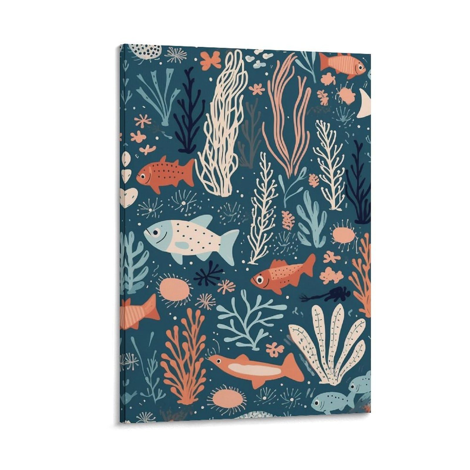 Canvas Wall Art for Living Room 16"x24" Modern Artwork Painting Pictures Hanging Canvas Prints Corals And Plants Aesthetic Wall Art for Bedroom Bathroom Office Wall Art Print Decor Corals And Plants