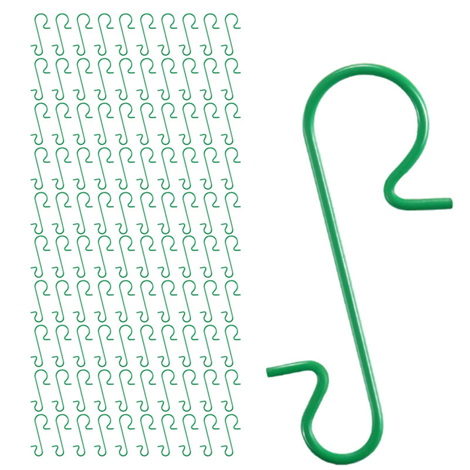 Betos 100Pcs Christmas Tree Bauble Hooks, Green Mini S-Shade Hooks Christmas Ornament Hooks Plastic Decor Hooks Tree Ornaments Hangers For Holiday Bauble Decorations