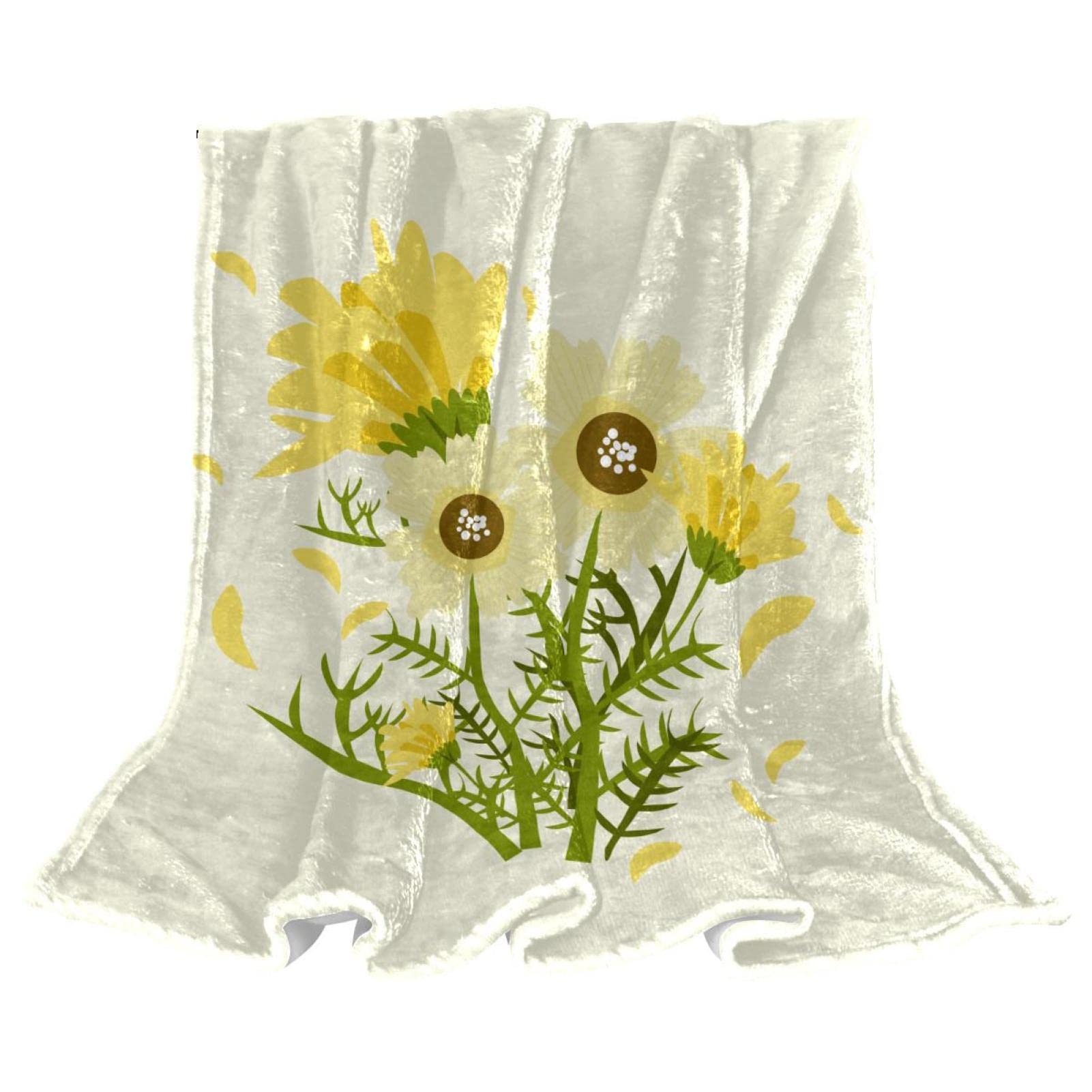 Couvre-lit moelleux et couverture de lit confort enfant fleur jaune TBOUOBT