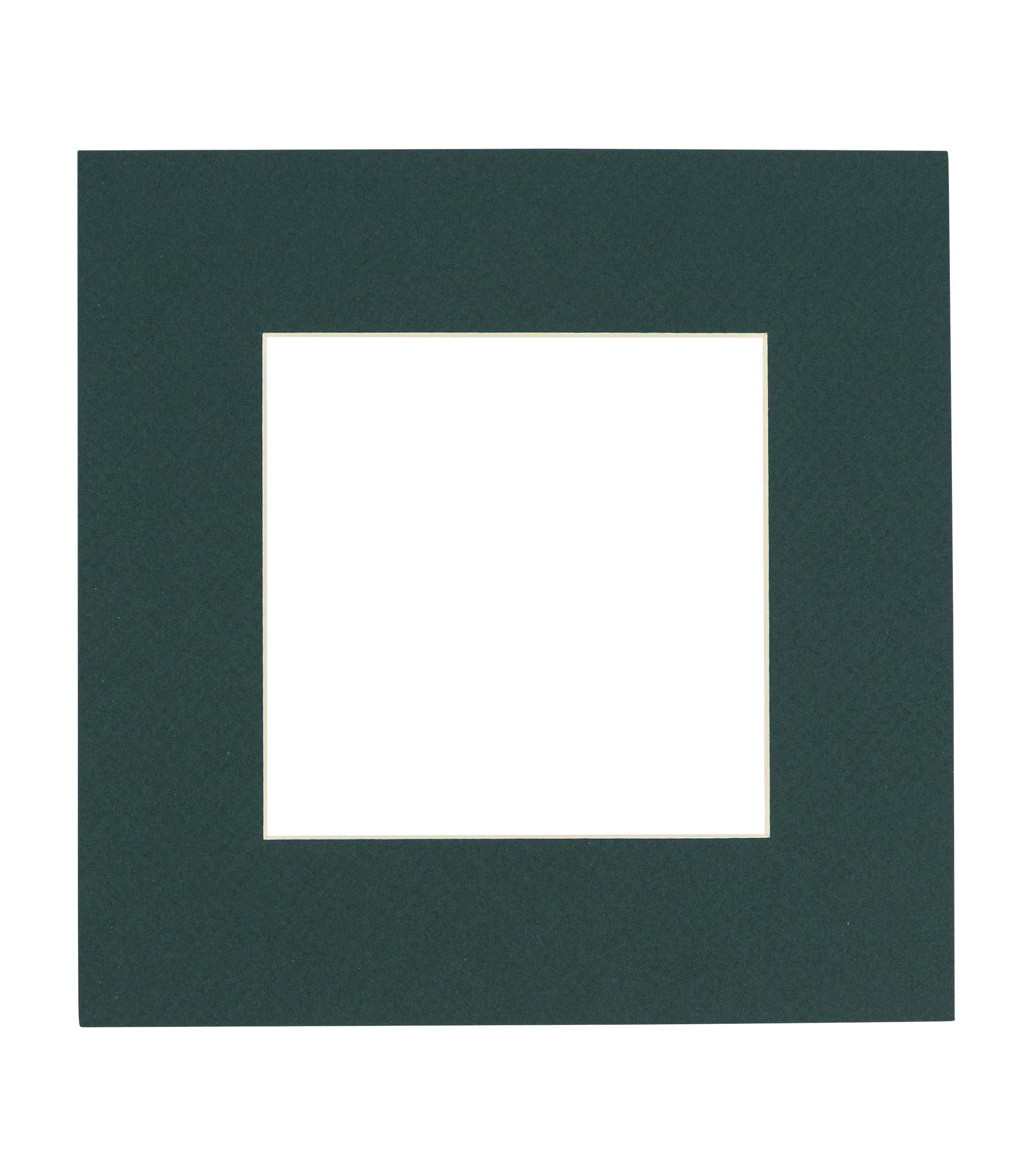 10x10 Mat Bevel Cut for 6x6 Photos - Precut Forest Green Square Shaped Photo Mat Board Opening - Acid Free Matte to Protect Your Pictures - Bevel Cut for Family Photos, Pack of 1 Matboard Show Kit
