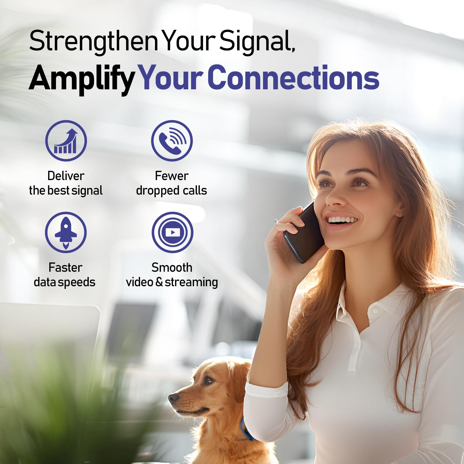 Amplificador de Cobertura Móvil y Amplificador Señal Móvil Rural, Amplificador 4G/3G LTE para Casa hasta 250 m² - Repetidor Compatible con Banda 20/8/3/1/7 y Operadores (Yoigo, Orange, Vodafone, etc.)