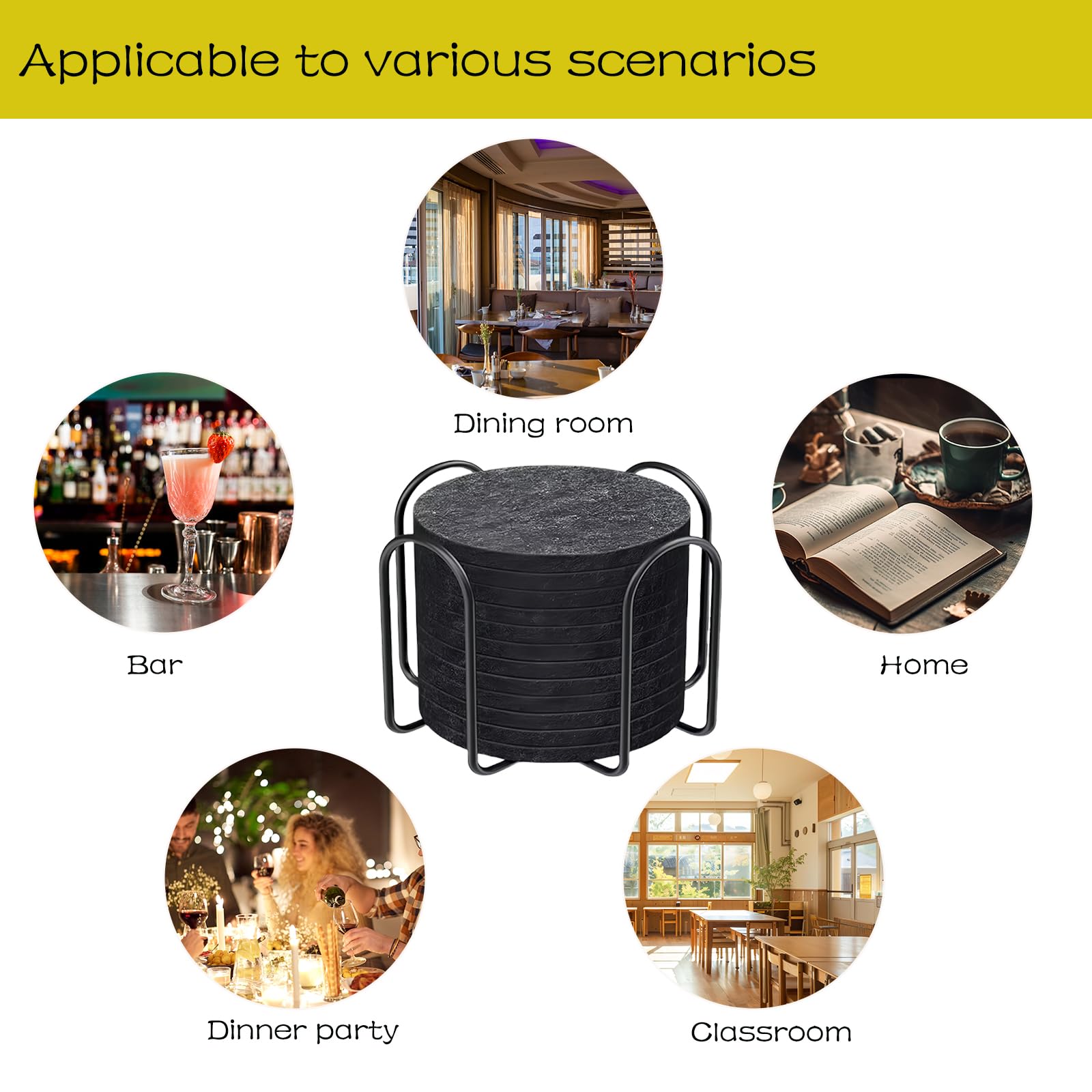 Juego de 14 Posavasos Originales y Absorbentes de Fieltro, Coasters para Proteger Mesas y Muebles, Ideal para Vasos, Tazas y Bebidas, FHISKUNYU