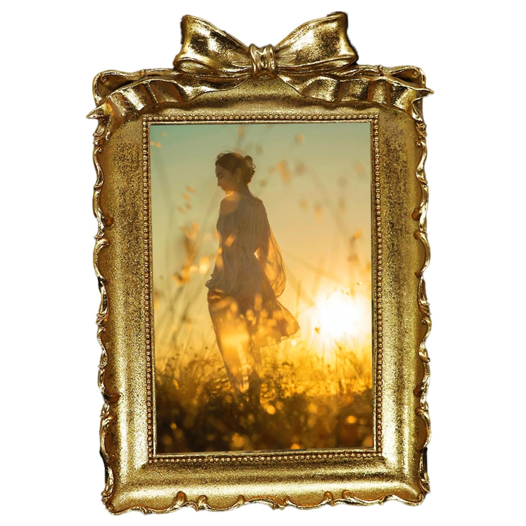 Cadre photo vintage avec noeud doré un cadeau chic Gcroet 4x6
