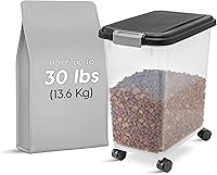 Vista 3 de IRIS USA Contenedor hermético de almacenamiento de alimentos para perros, hasta 30 libras, con ruedas, para almacenamiento de alimentos para perros