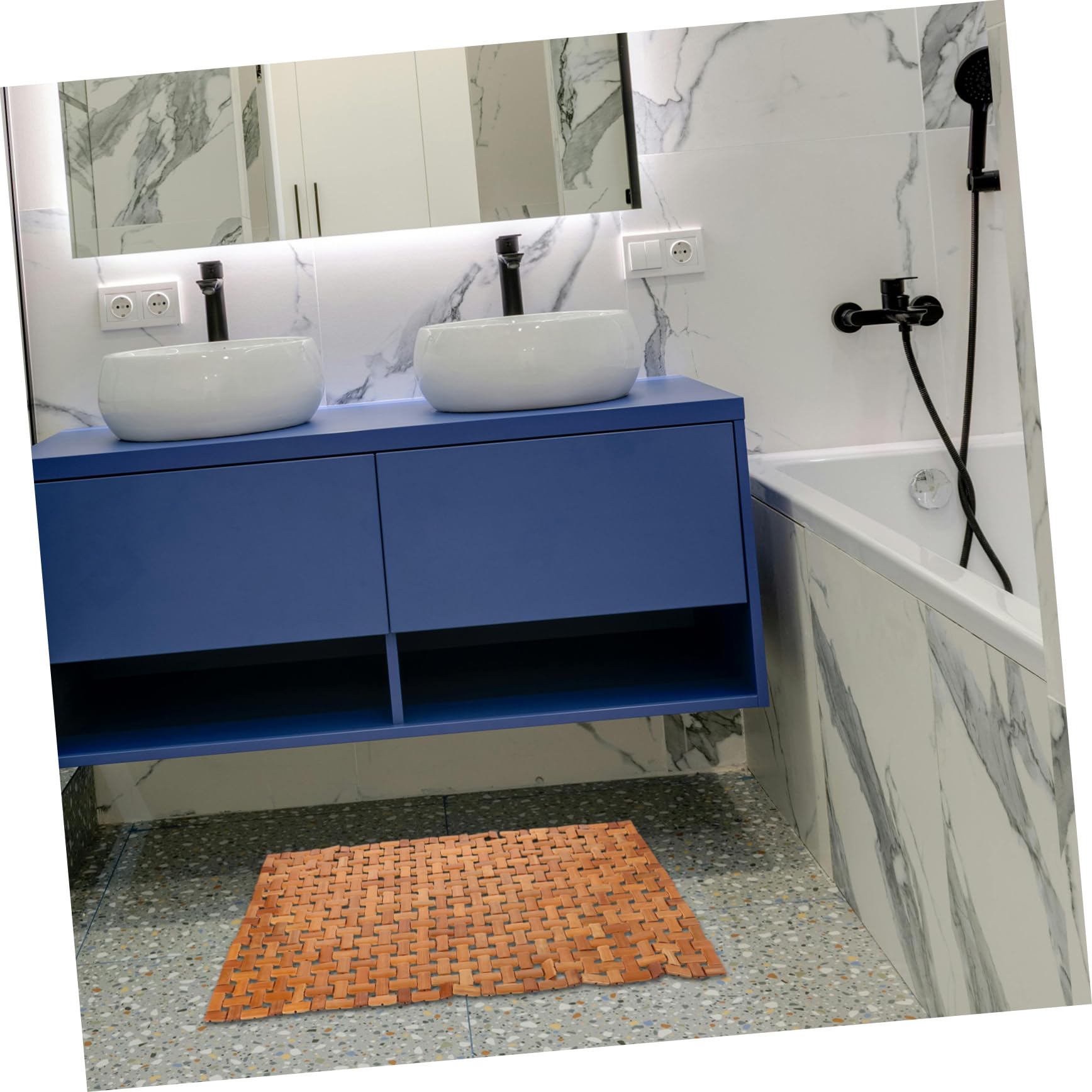 Tapis Bambou Antidérapant Pliable pour Salle De Bain Mat De Sauna Et Spa Utilisation Intérieure Et Extérieure Et