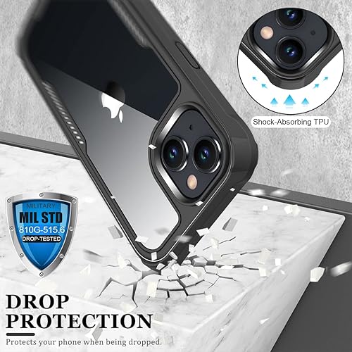 Miniatura 4 de FUNMIKO Funda para iPhone 14 con protector de pantalla, protección resistente de grado milili, pase, de 21 pies, probada en caídas, duradera,