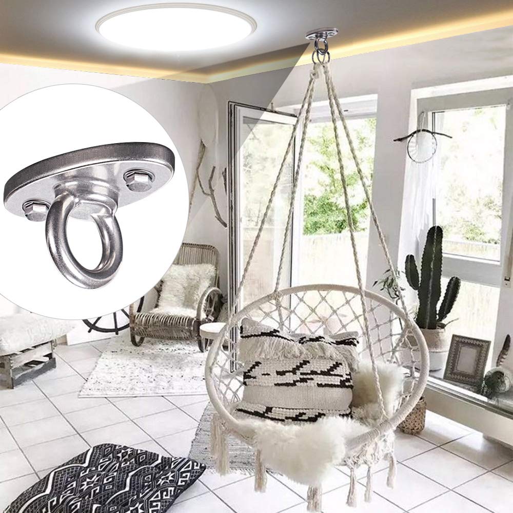 SELEWARE 450KG Capacité SUS304 Acier Inoxydable Crochet De Plafond, Suspension Trainer Kit de Suspension pour Chaise accrochante, Lampe accrochante, hamac, Sac de Boxe, entraîneur de Bride, Yoga