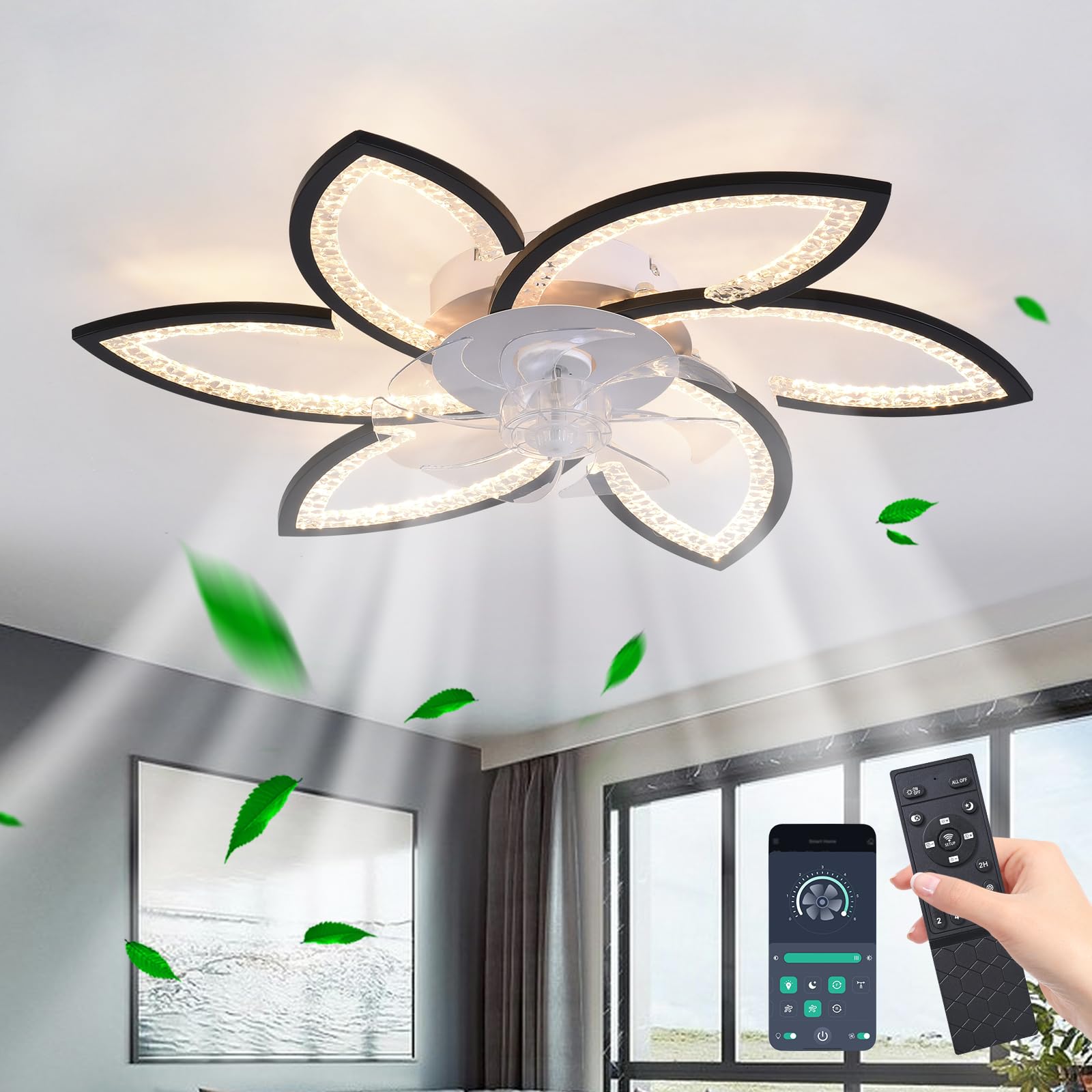 Ventilateur plafond_LED_Jiinoo_Salon_Silencieux