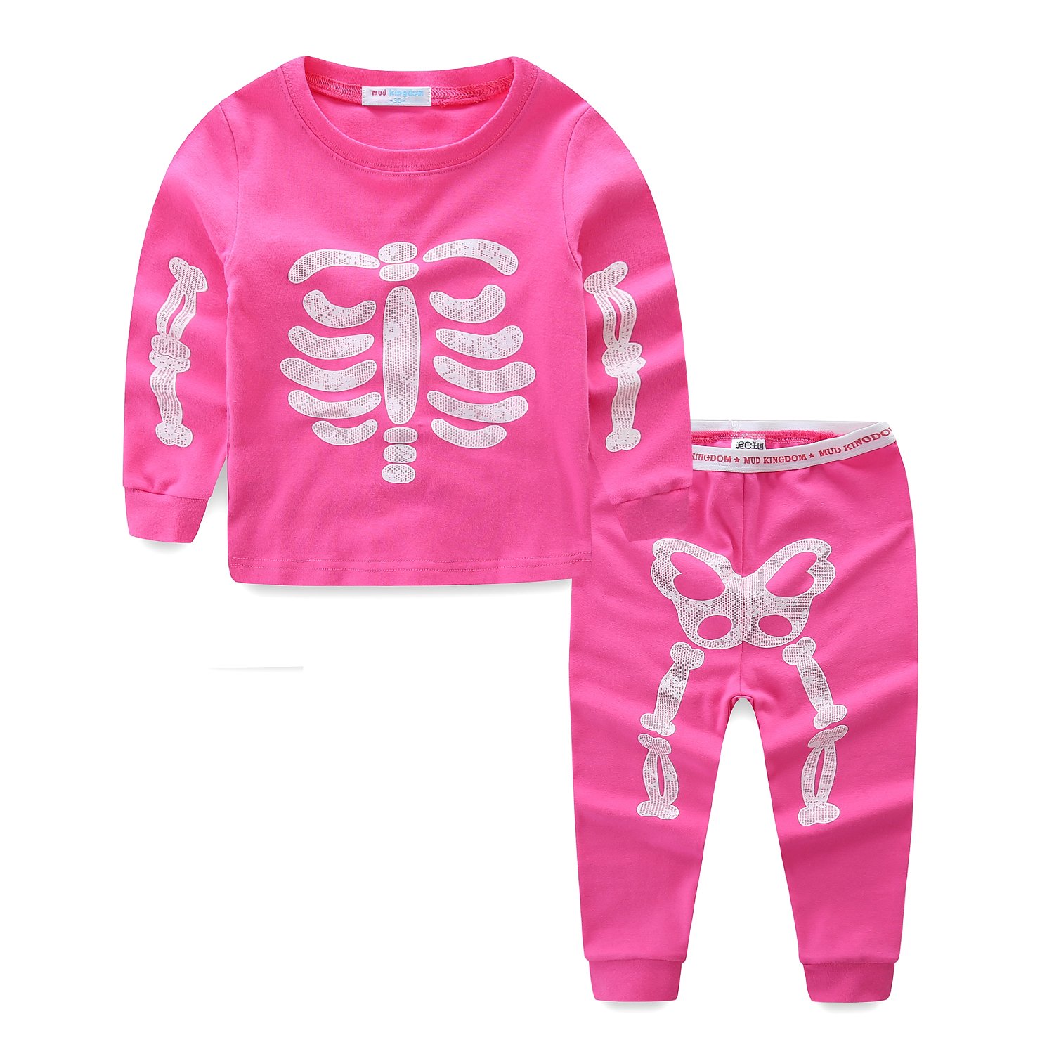 Mud Kingdom Glow in The Dark Skeleton Boys Pajamas Sets Short Sleeve Summer Black