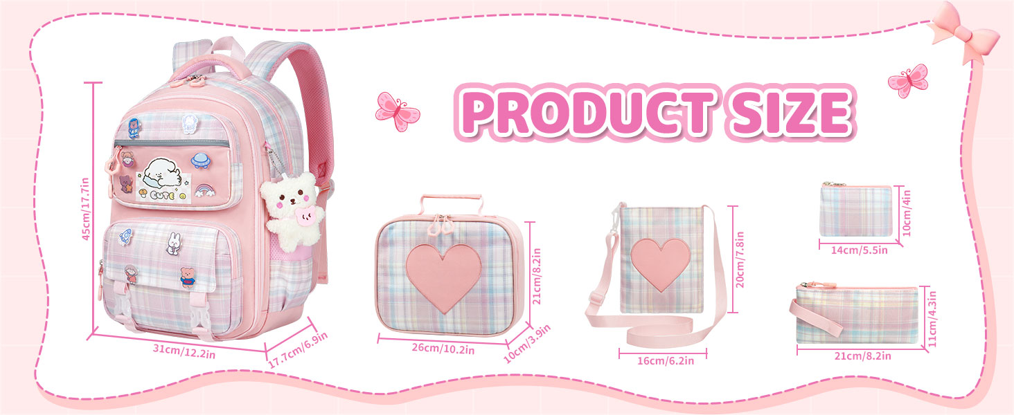 Amazon.com | LEWKANA Cute Backpack for Girls, 5 Pack Kawaii