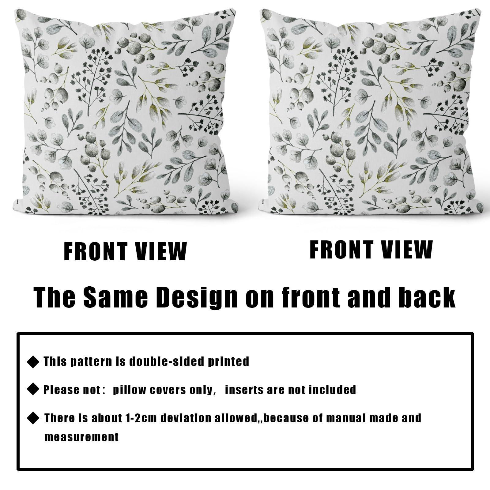 XPHZZL Cushion Covers Set of 2 Pack 45 x 45 cm(18x18 inch)- Dutch Velvet Double Sided Garden leaves Decorative Pillow Covers for Sofa Bed Garden Outdoor Spring Decor Set of 2-White - Image 3