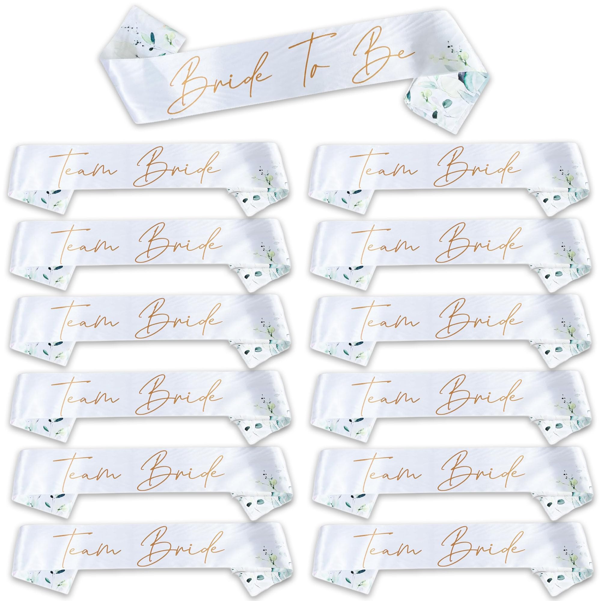 Blue Planet Fancy Dress 15 Pieces Hen Party Accessories Sashes Sets (14x Team Bride and 1x Bride to Be Sash) Hen Party Sashes with Gold Text Satin for Women Girls Wedding Bachelorette Parties