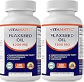 Vitamatic 2 Pack Flaxseed Oil 1200mg 120 from Cold Pressed Flax Seed - 675 mg of ALA Omega 3 Fatty Acids for Improving Heart Health