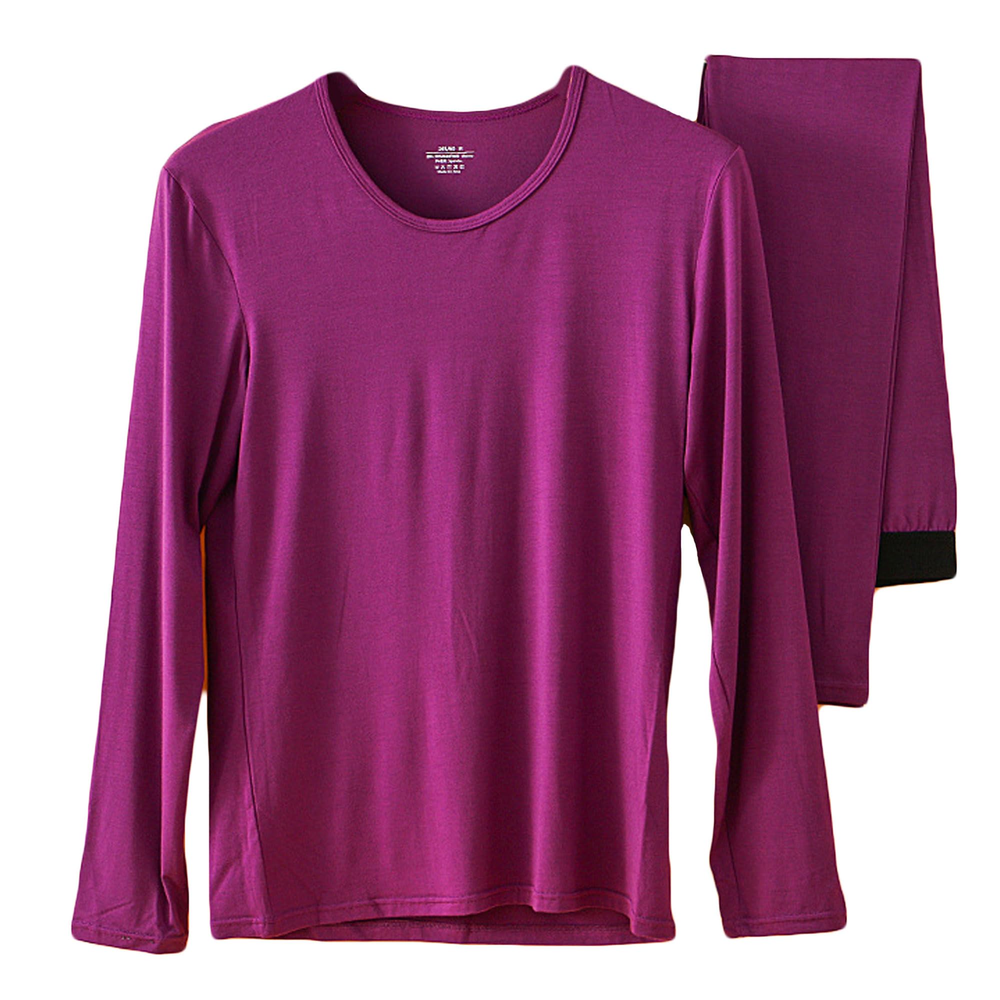 Letuwj Thermal underwear men's bottoming thermal underwear set Wine red 3XL