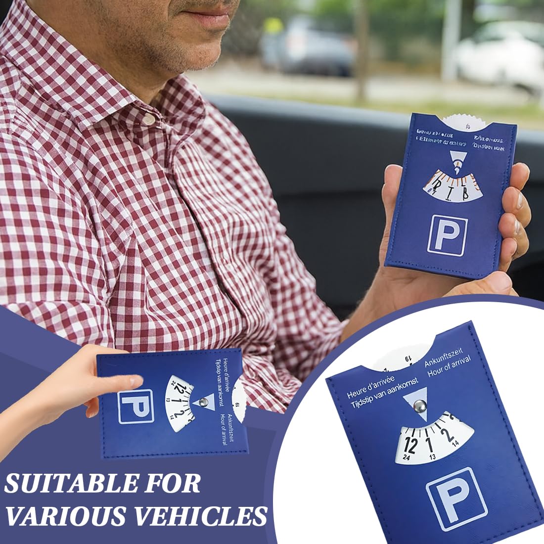 1 discos de aparcamiento,Disco de aparcamiento, Reloj de parquímetro,Para Coche, Moto y Autocaravana,Azul