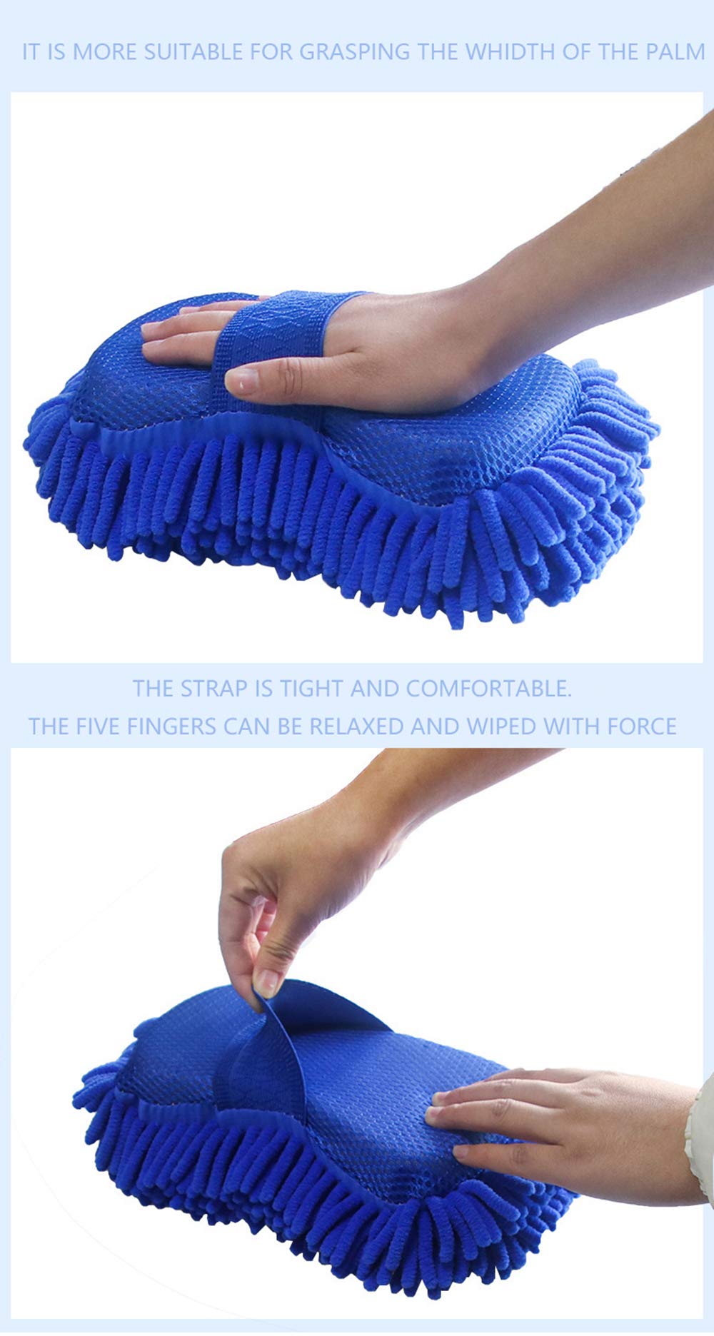 Toulite Lot de 16 gants de lavage de voiture en microfibre chenille double face (couleurs vives, 19 x 26 cm