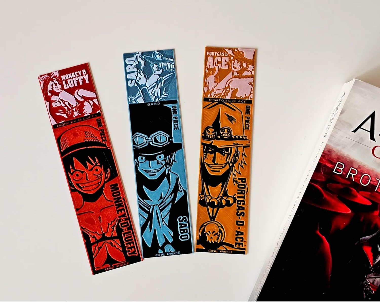 One Piece Anime Bookmark Set – Cute Set of 3 Collectible Bookmarks Featuring Luffy | Perfect Gift for Anime Fans, Manga Readers, Students & Book Lovers | Made of Durable Bioplastic | Unique 3D Effect