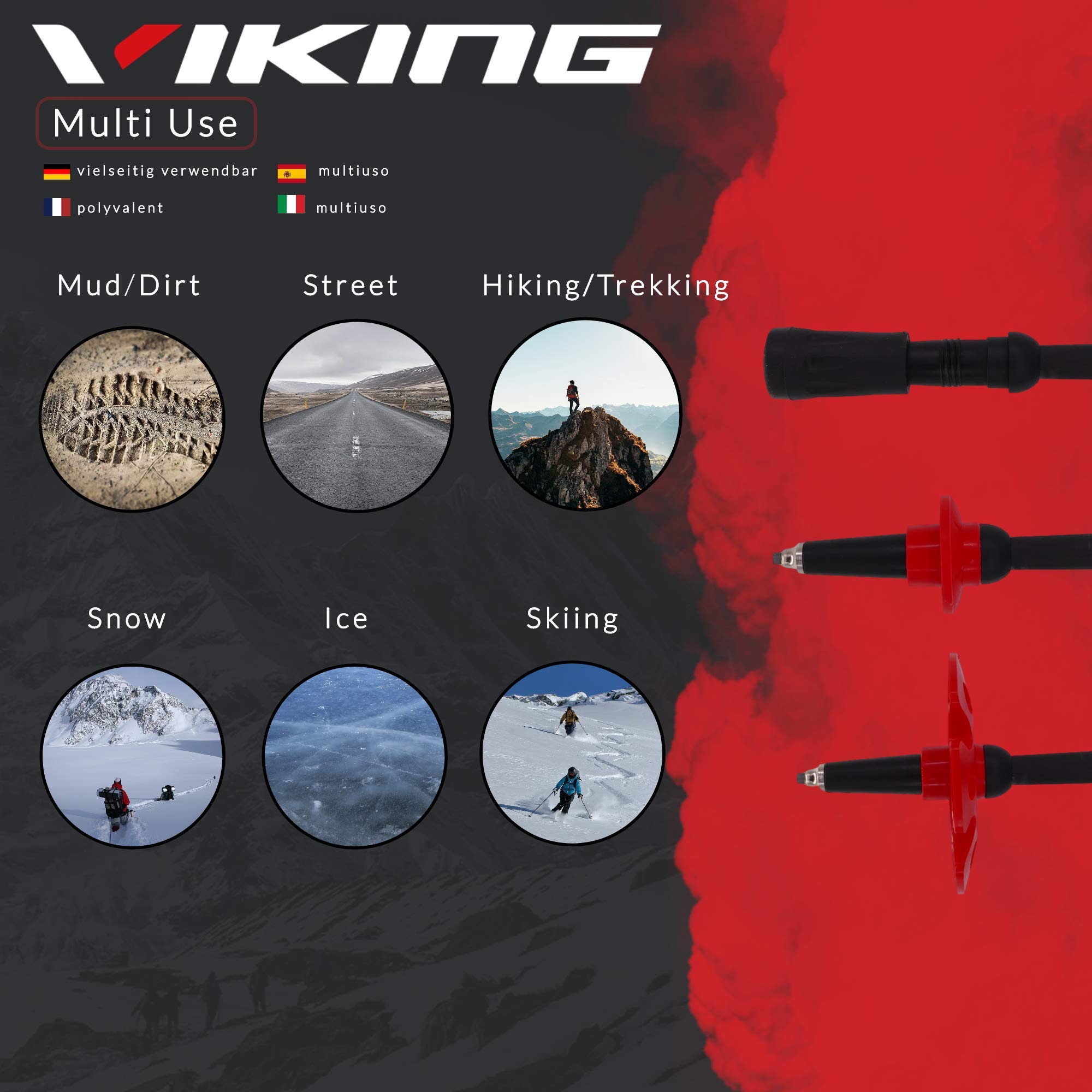 Viking Spider FS Bâtons de randonnée télescopiques Pliables en Carbone Bâtons de randonnée télescopiques Bâtons de randonnée Pliables Bâtons de randonnée en Carbone