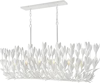 Hinkley Flora 30015TXP Linear Chandelier Light Fixture, from the Lisa McDennon Collection, Handmade, Hand-Painted, Bulbs Nestled Inside Flowers, 10 Lights, in Textured Plaster