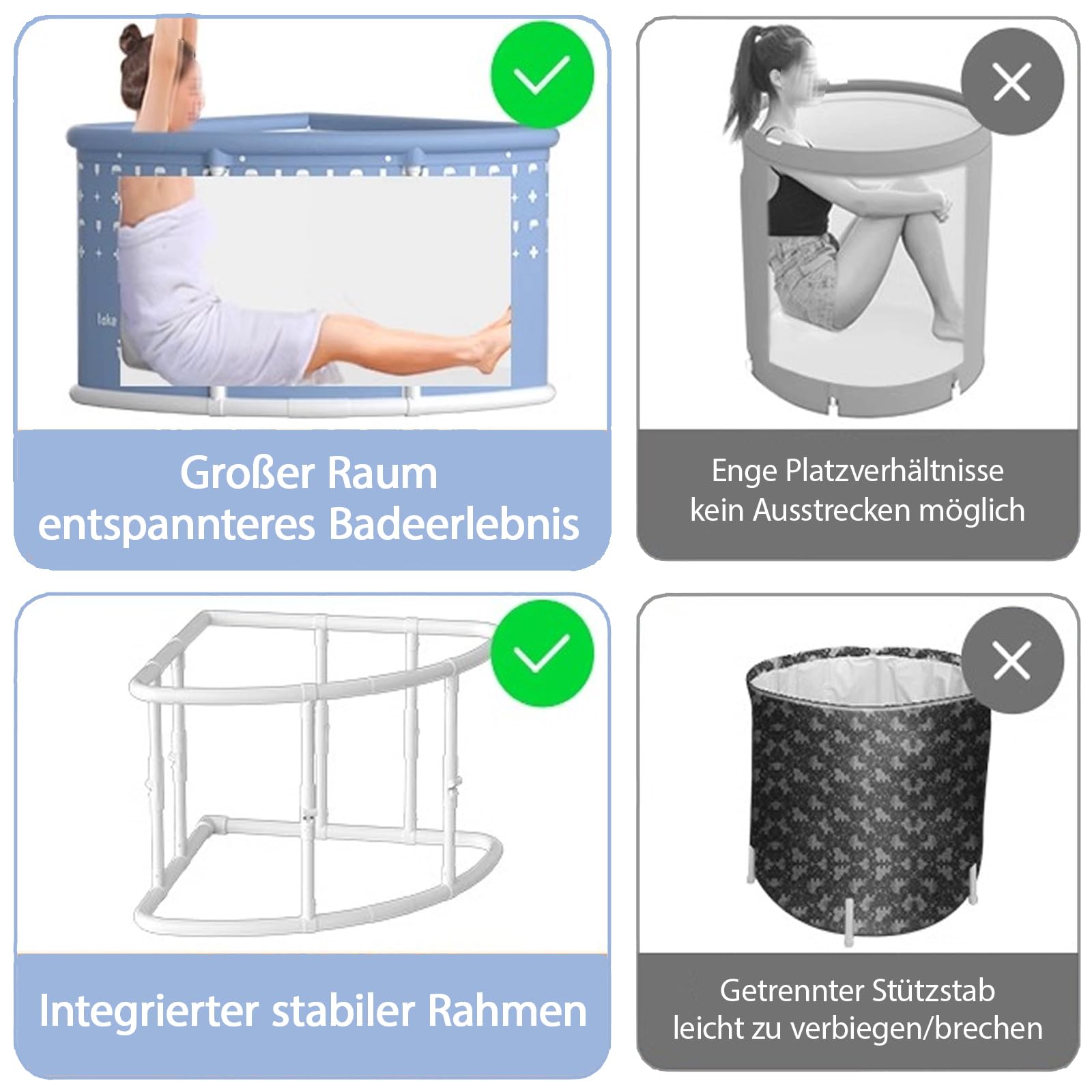 Faltbare Badewanne Für Erwachsene, 3s Ein Klick Falten, Freistehende Badewanne Mit Ablaufrohr, Tragbare Badewanne Für Home SPA, Eisbad