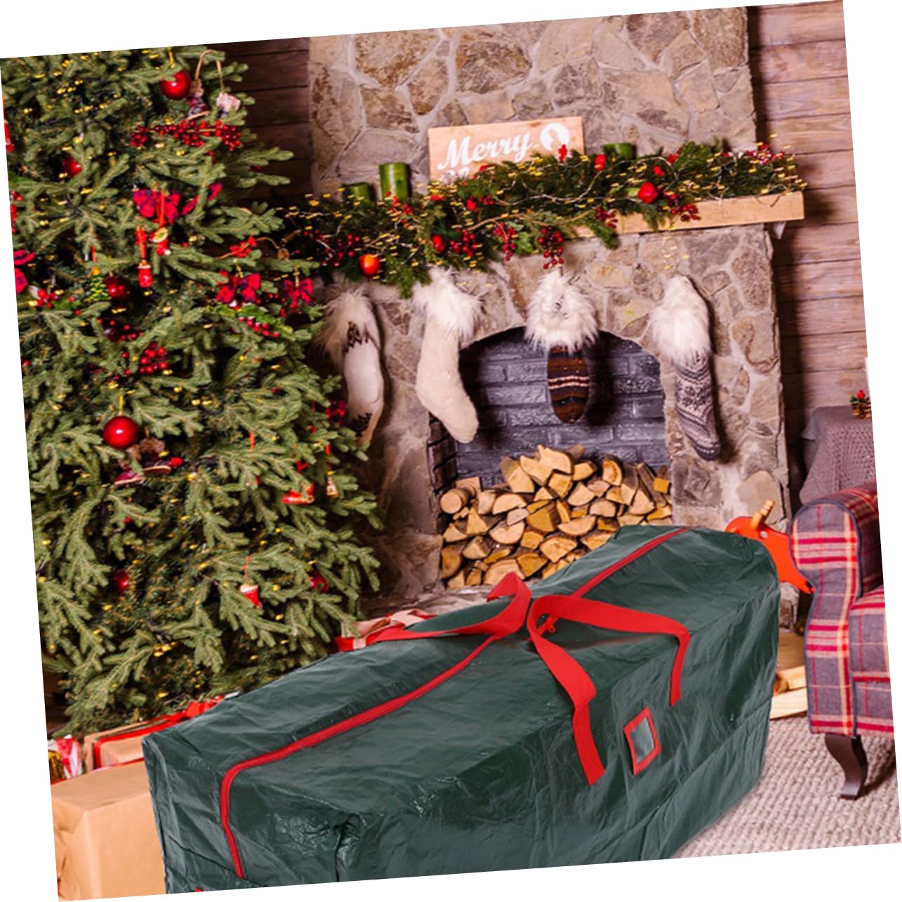 Bolsa Para Árbol De Navidad Con Cremallera y Asas De Transporte Bolsa Para Regalos De Fiesta Para Guardar Árbol De Navidad Exterior