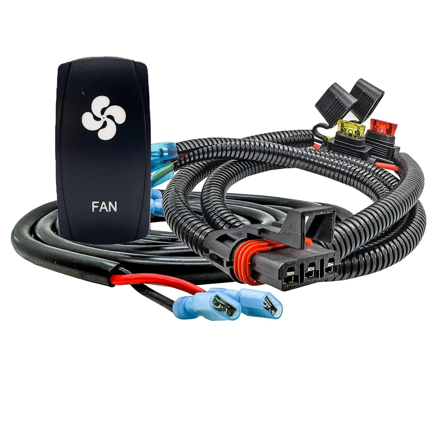 OZ-USA 10ft. Power Bus Bar Plug Wire Harness Kit for Cooling Fan Compatible with Pulse Power Busbar Polaris RZR Pro Ranger Crew XP 2018-2025