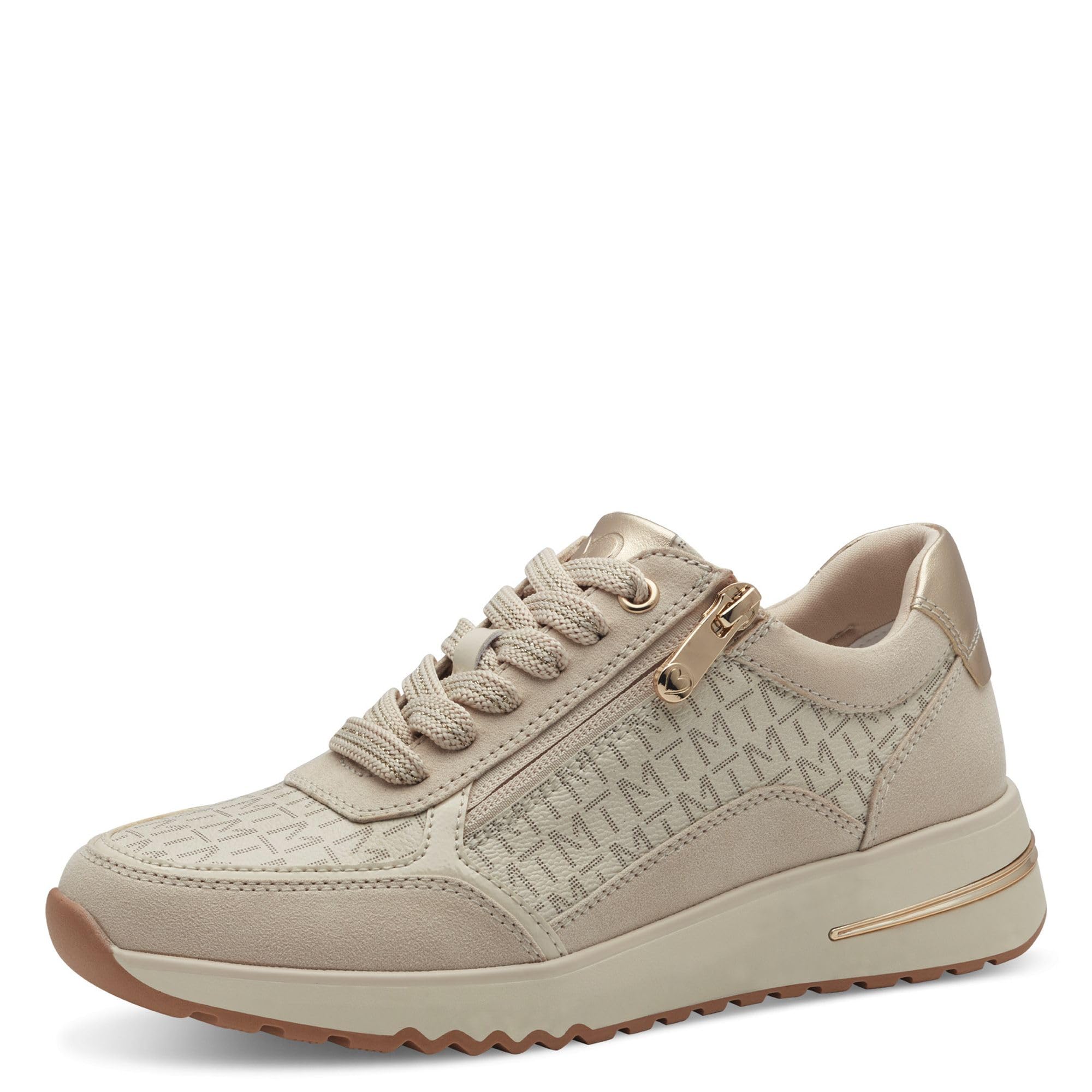 MARCO TOZZI Women's Flat Trainers with Zip Leisure, Cream Comb, 6 UK