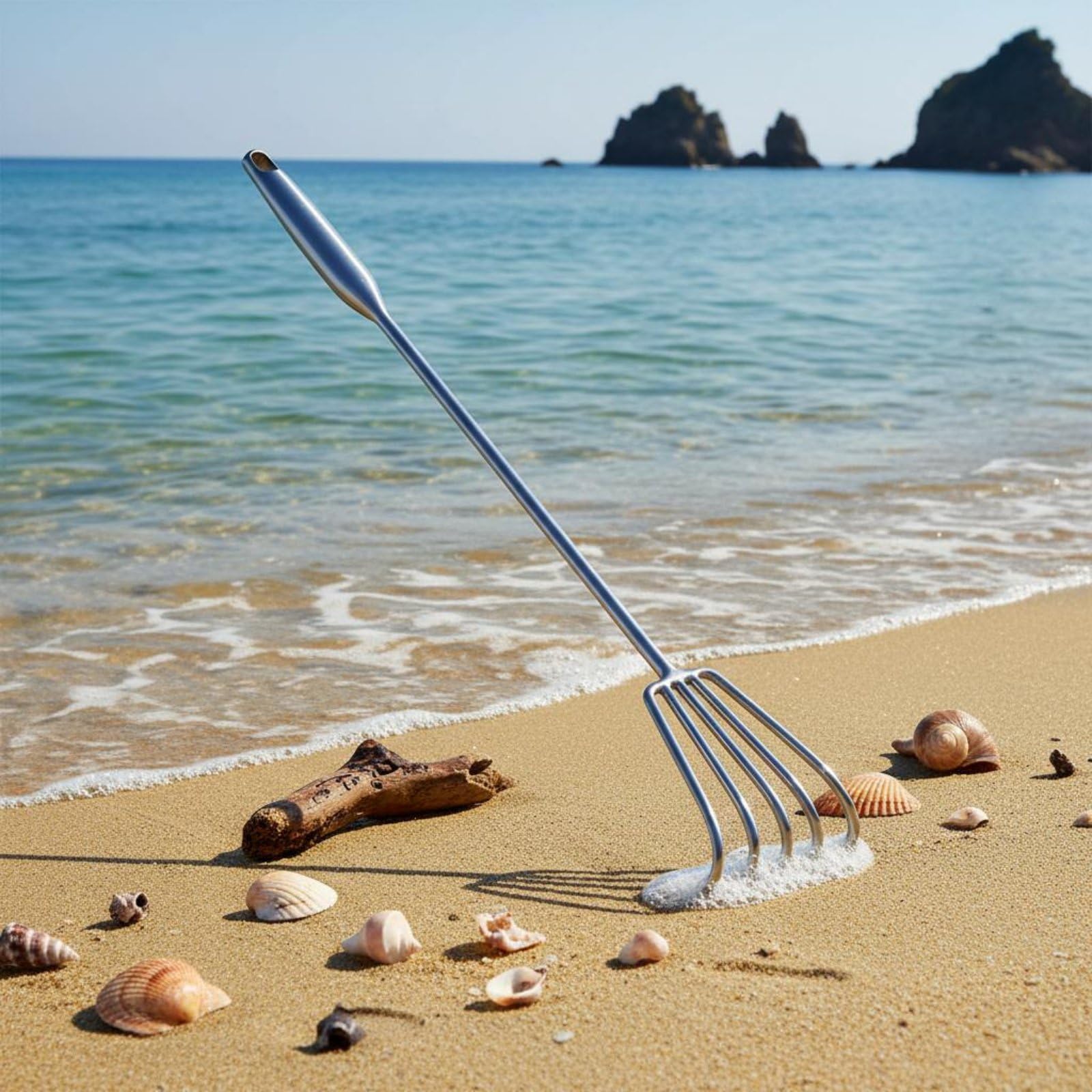 Rastrello Agricolo Rastrello da Giardino Zappa Coltivatore Sarchiatrice in Acciaio Inox Resistente Alla Ruggine Denti Affusolati per Terreni Manico , 70CM , 5 Denti