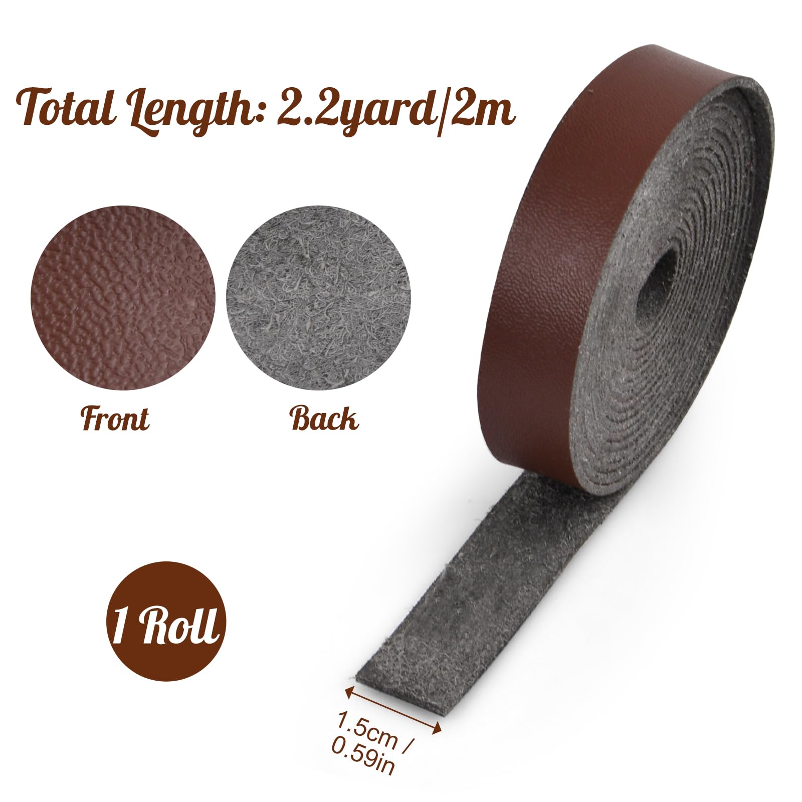 Cordon En Cuir Plat De Vachette 15 Mm X 2 Mm - 2,2 Yards (2 Mètres) Pour Bracelets, Sacs, Artisanat DIY (couleur Café)