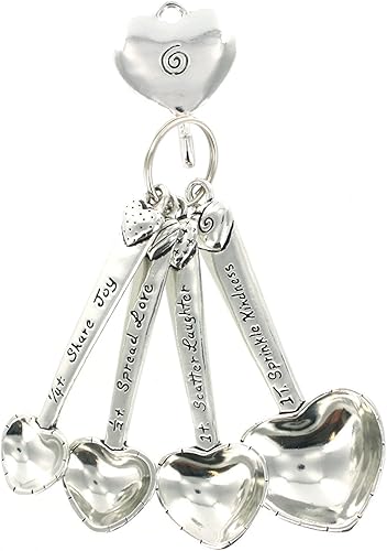 Cucharas medidoras de corazón de peltre con gancho