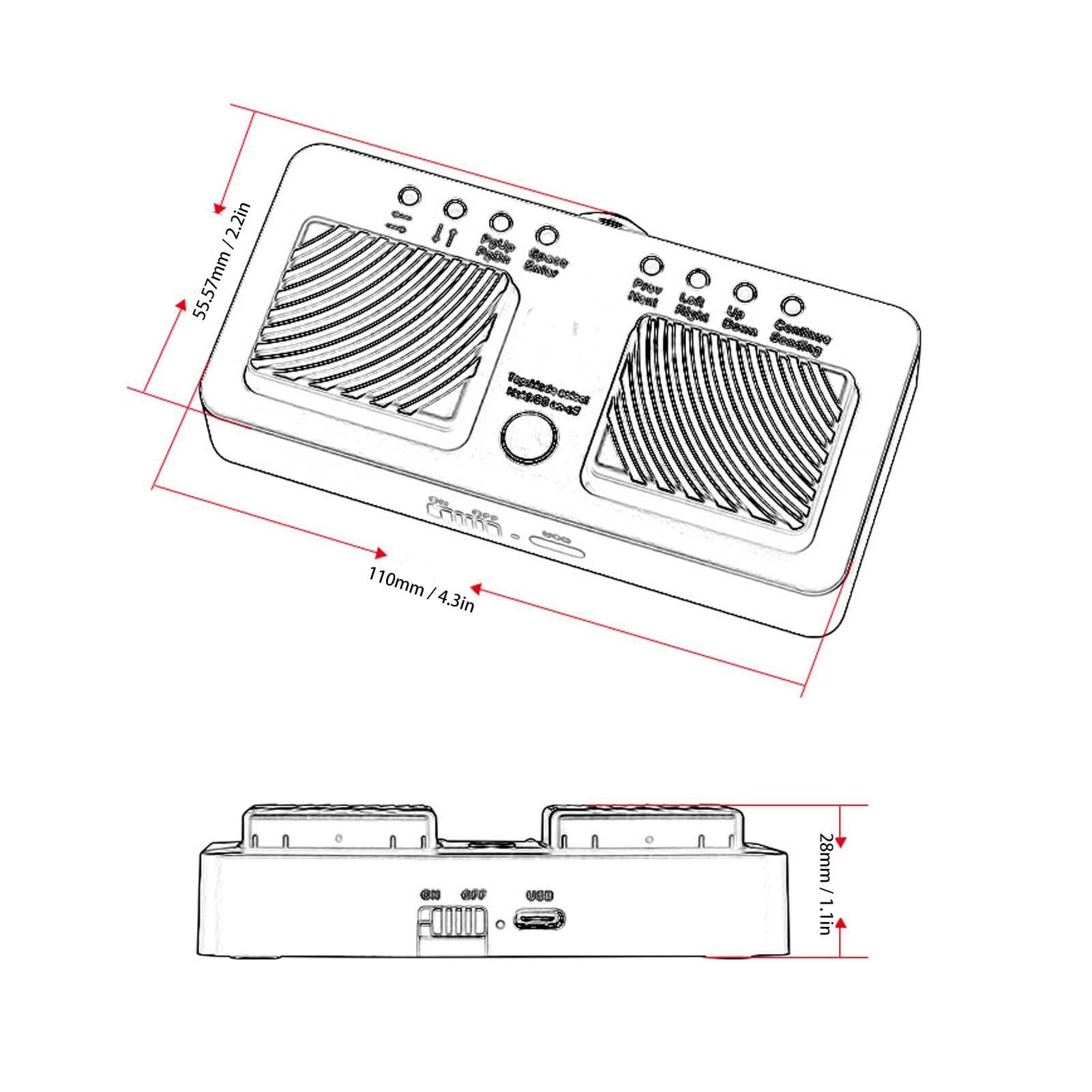Sxhlseller Pedal Inalámbrico para Cambio de Página para Control de Partituras, Funcionamiento Silencioso para Estudio de Grabación, Carga USB, para Tableta, Portátil, PC, Plástico