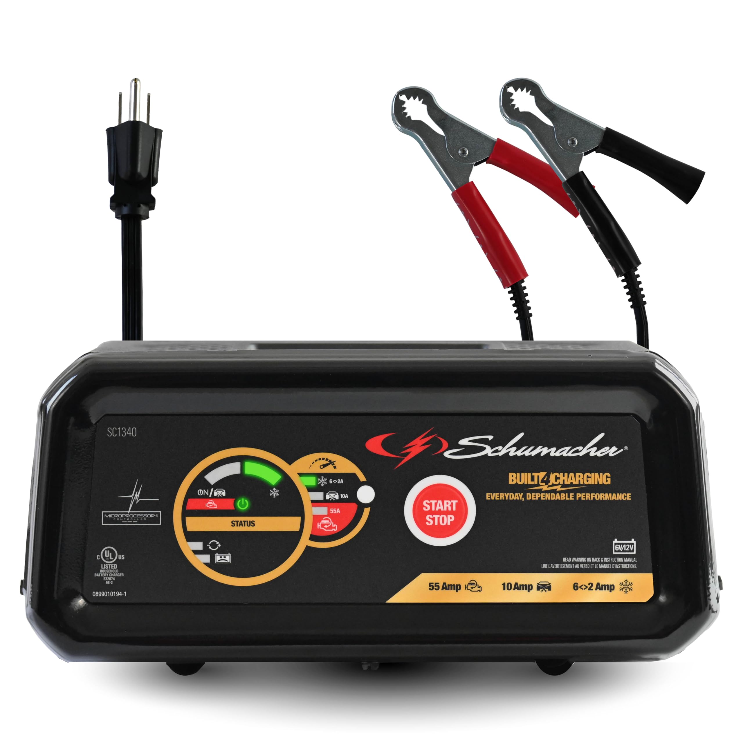 6A Car Battery Charger and 55A Engine Starter, 4-in-1 Solution, Maintainer, 10A Boost, for 6V/12V Power Sport, Automotive, and Marine Batteries, SC1340